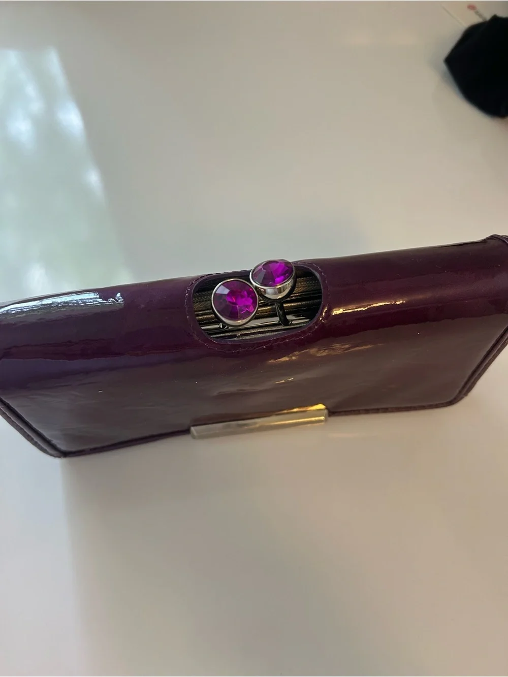 Nine West Purple Patent Wristlet Clutch